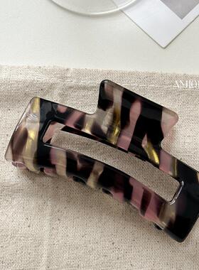 AM1013黑金醋酸方块抓夹女高级感后脑勺盘发鲨鱼夹头饰气质百搭