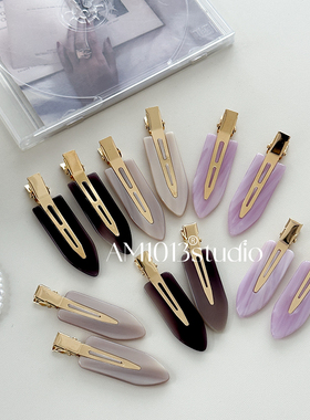 AM1013韩版紫色系少女无痕夹慵懒风化妆边夹简约气质刘海一字夹女