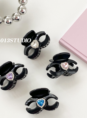 AM1013原创高马尾镶钻抓夹黑色中号抓夹后脑勺夹子头饰盘发发饰