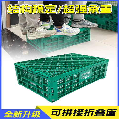 超市水果店加厚塑料折叠式周转箱框展示架货架堆头蔬菜陈列收纳筐
