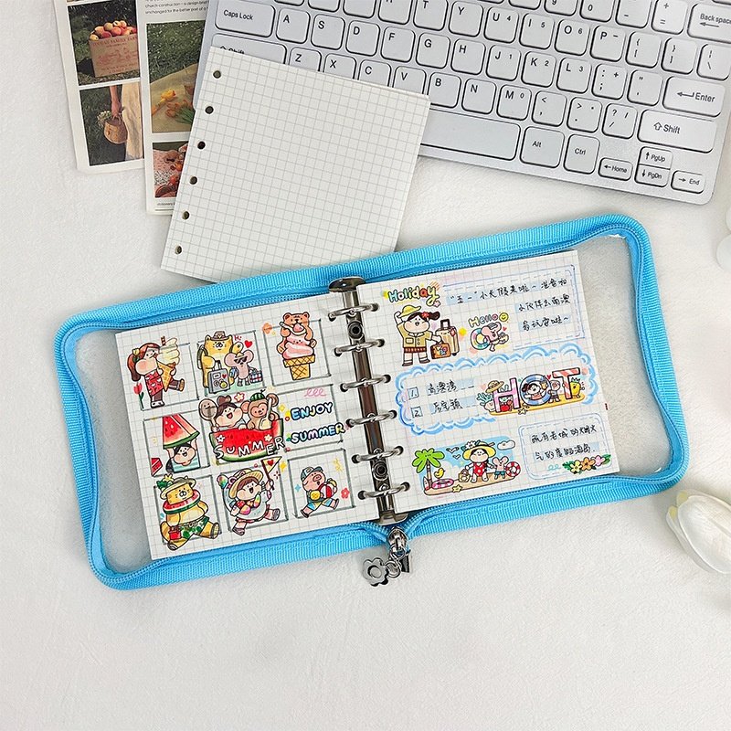 a7方形6孔手帐活页本内页活页替芯45张方格空白可diy书写画画