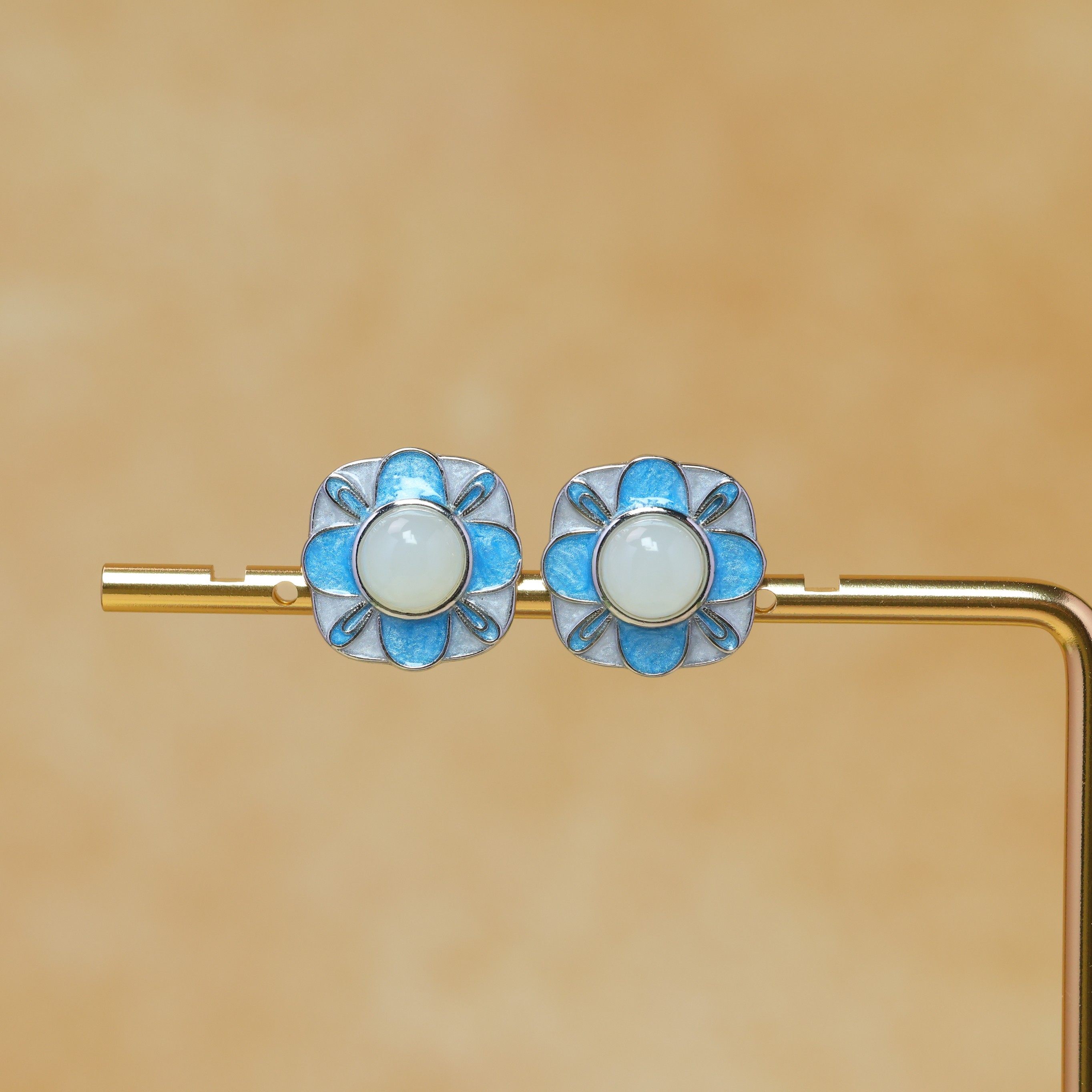 925银天然和田玉白玉国风珐琅气质简约耳饰玉石耳环耳钉,珠宝/钻石/翡翠,耳饰,淘宝优惠券,粉丝福利购,淘宝优惠卷