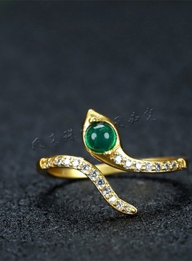 冰种生肖蛇玉髓开口可调节戒子