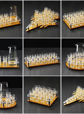 酒吧洋酒子弹杯套装一口杯shot杯亚克力架ktv玻璃洋酒杯子分酒器