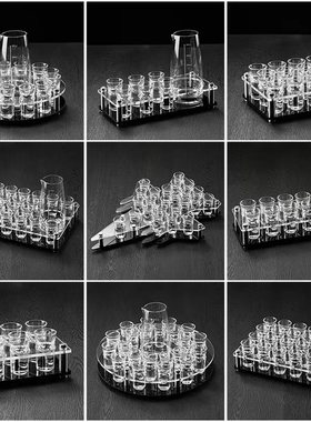 酒吧子弹杯洋酒杯子一口杯套装亚克力ktv玻璃杯白酒杯分酒器酒盅