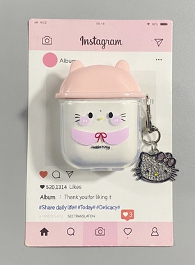 可爱帽子蝴蝶结kitty猫咪适用AirPods4保护套新款iPod苹果耳机壳透明1/2代无线蓝牙3代airpodspro2代防摔保护