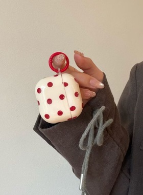 ins简约新年红色波点适用airpodspro3保护套新4代airpods3耳机壳二代苹果airpodspro2耳机保护套airpods4