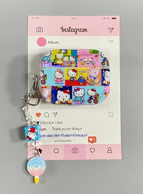 软萌可爱拼图HelloKitty适用AirPods4保护套新款iPod苹果耳机壳1/2代无线蓝牙3代airpodspro2代防摔保护壳