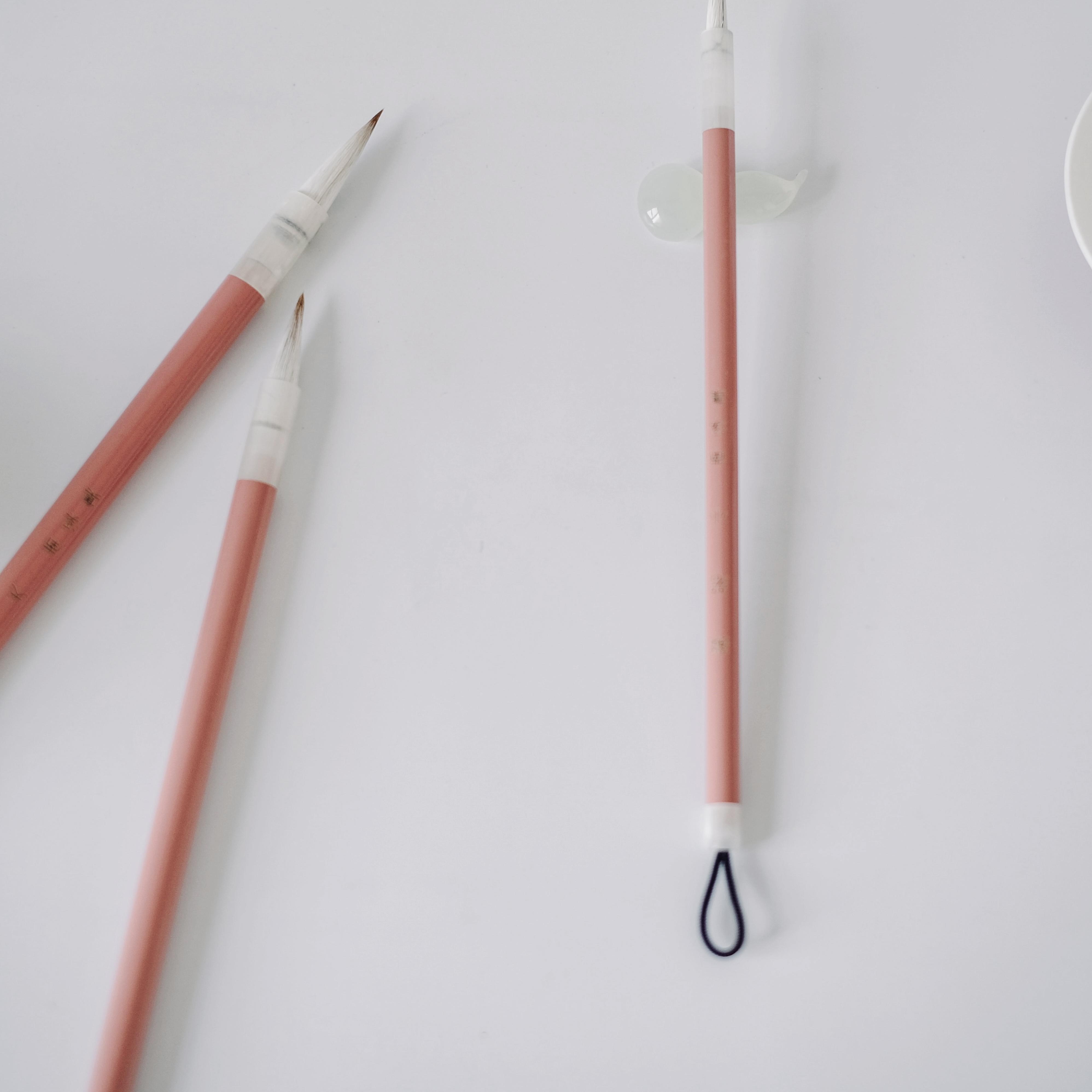 【凝若】粉色毛笔套装 水彩插画笔 兼毫 手工毛笔 勾线