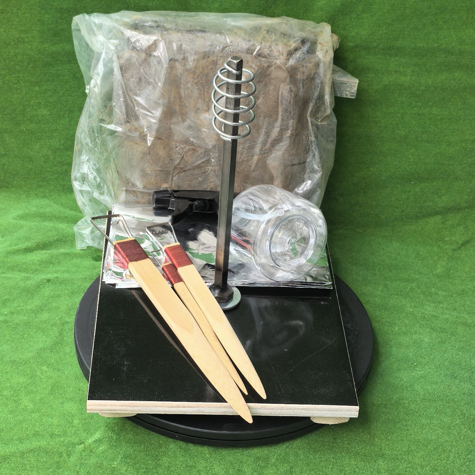 雕塑头像套装 雕塑头像架子+转盘+工具+水性泥+锡纸+喷壶送塑料膜