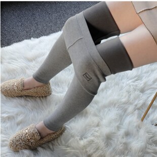 秋冬季加绒加厚棉质芦荟兔绒润肤不掉裆起球女士外穿一体打底裤子