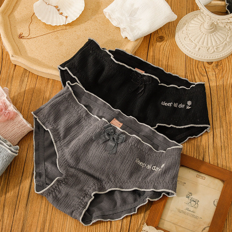 棉质女士内裤束腰收腹简约田园风大码弹力透气包臀日系少女三角裤