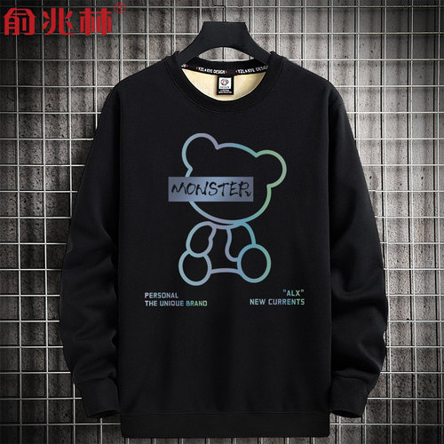 加绒加厚无帽冬季保暖外套卫衣