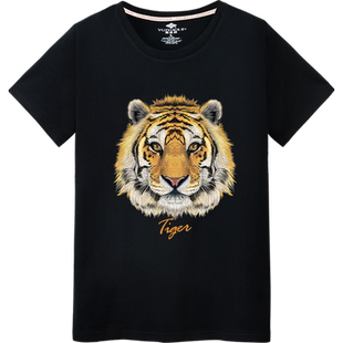 虎头短袖T恤男本命年加肥加大码胖子红色4xl5xl生肖属相衣服体恤