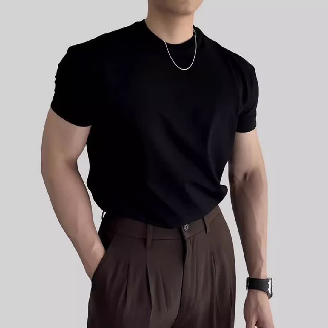 GTAL大码美式运动健身衣服收口短袖t恤男训练修身弹力显肌肉夏季