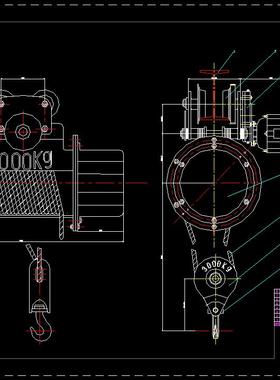 J491-3t单钩移动电动葫芦的设计CAD图纸