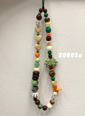 ROROSa夏日椰海原创设计张婧仪同款椰子树手机链复古挂件ccd挂饰