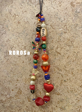 ROROSa原创设计手作招财纳福新年手机链文艺复古挂绳中式挂链挂饰