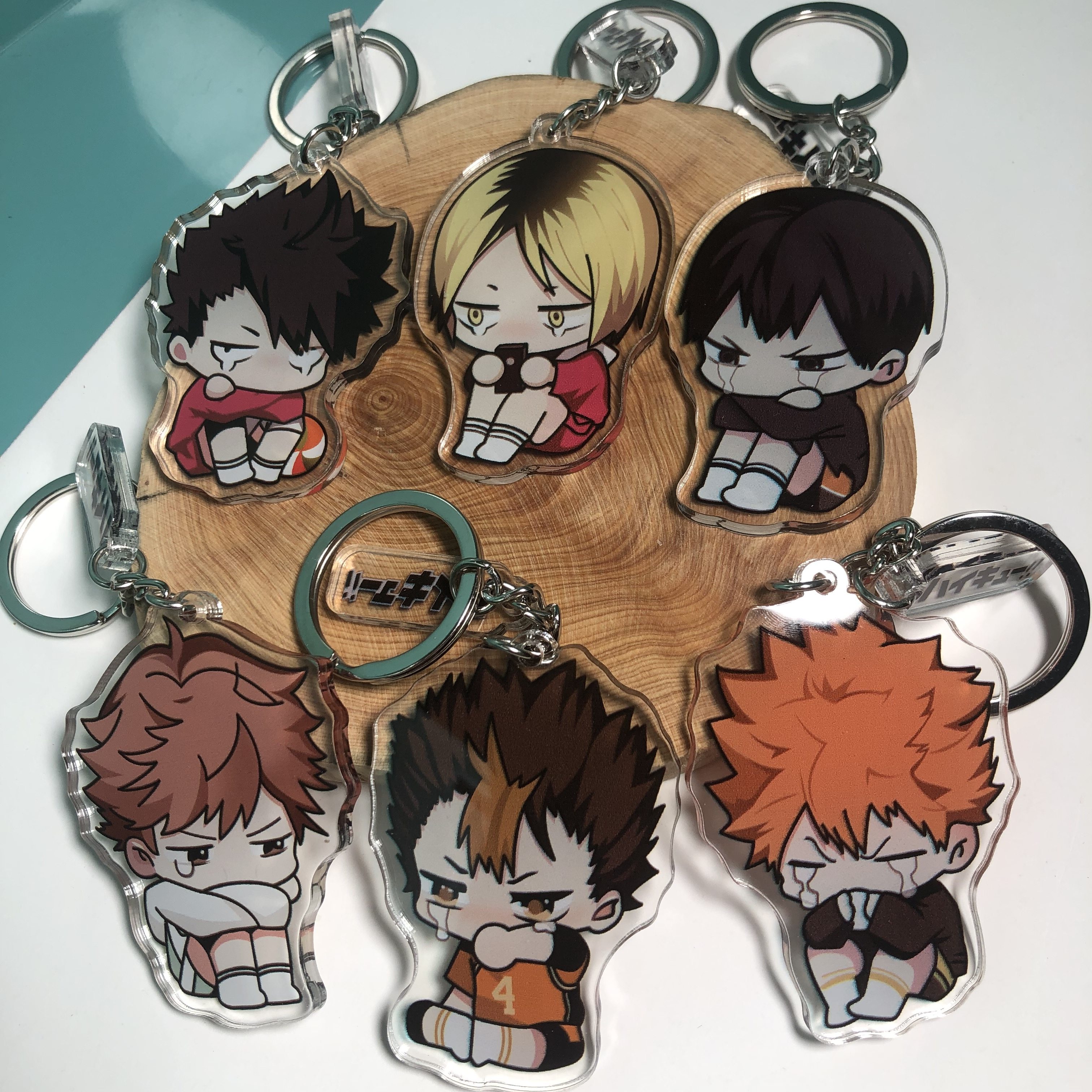 排球少年周边书包动漫挂饰日向翔阳及川彻亚克力钥匙扣夹层图挂件