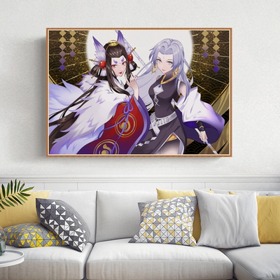 玉藻前客厅装饰画十字绣