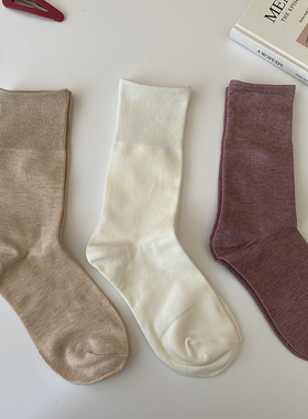 袜子女ins潮学生韩版中筒学院风百搭日系复古港风纯色长袜春夏薄