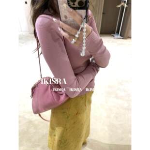 张元 INSHUA 针织衫 打底毛衣长袖 粉色少女系修身 英同款