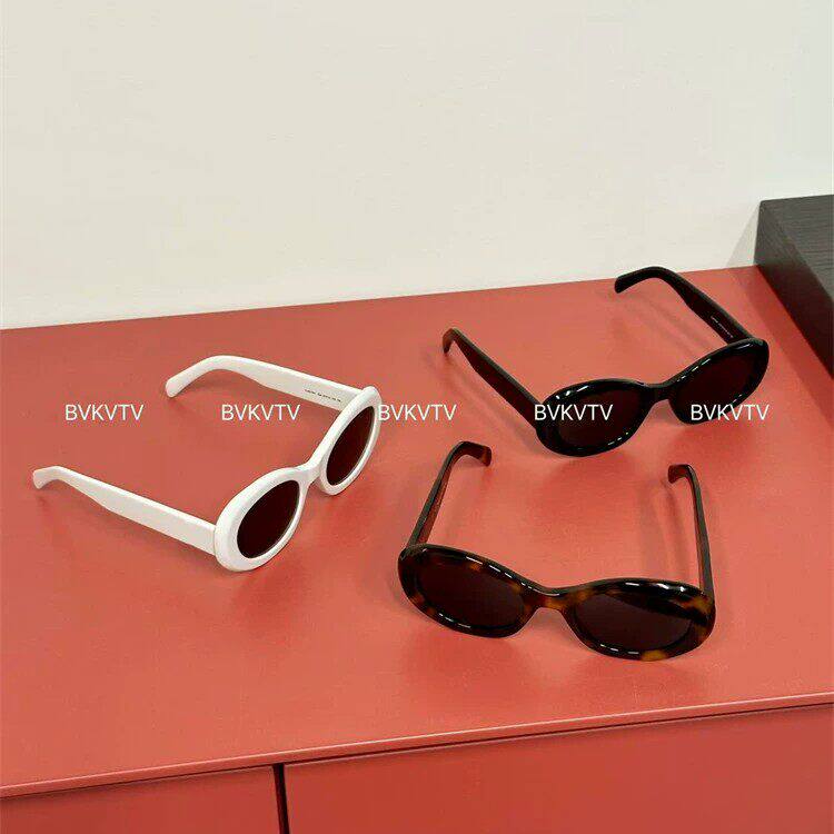 INSHUA 4/16 新款黑色个性椭圆框太阳镜女时尚休闲简约复古墨镜