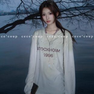 28新品 慵懒feel 女 慵懒风做旧字母长袖 T恤 26FW INSHUA