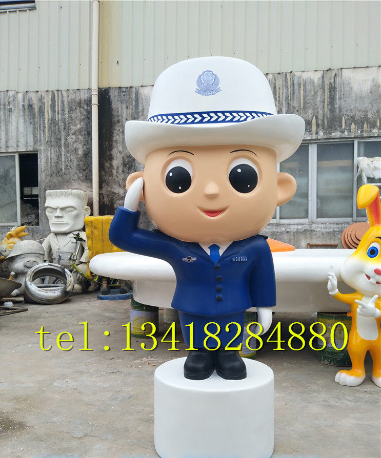 楼盘小区宣传公仔工艺品形象装饰摆件玻璃钢纤维警察卡通小人雕塑