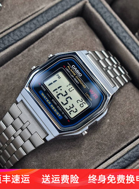 卡西欧小方块手表男女陈小春同款复古风a158w/a168金表男士小银块