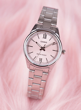 卡西欧手表女樱花粉礼物文艺简约学生时尚送女友石英女表ltp-v005