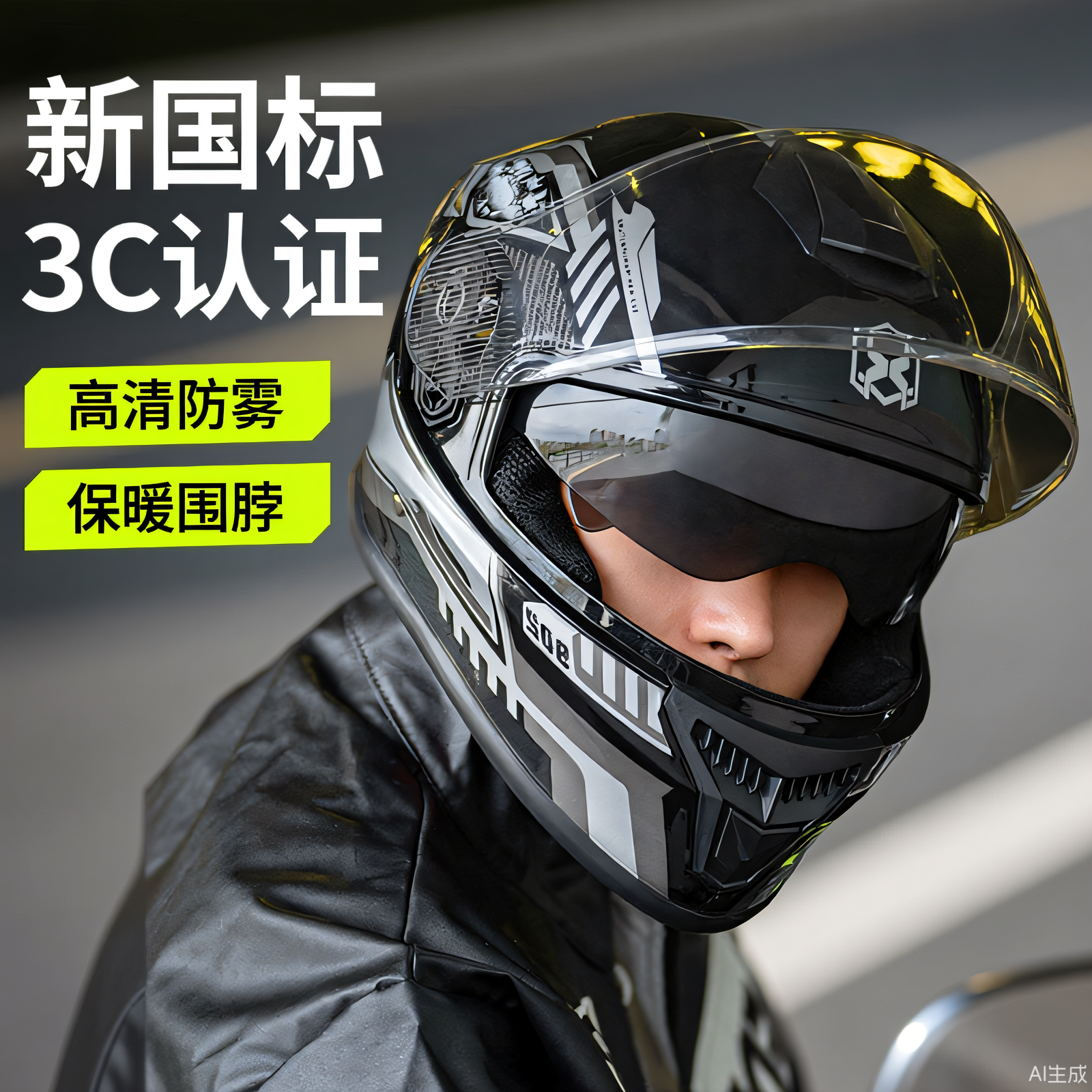 带围脖女电动车全盔头盔男士摩托车新款专用四季冬季防晒防雾保暖