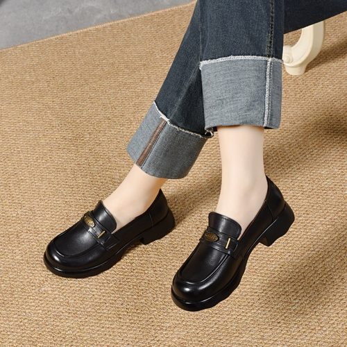 真皮厚底增高学院英伦乐福鞋复古单鞋女休闲JK小皮鞋2026年春新款