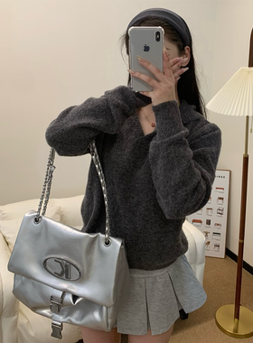 babe soulis 2025新款韩系V领毛衣女宽松显瘦针织衫上衣女