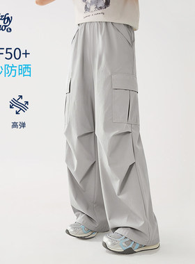 诺诺公主S1N伞兵工装休闲裤女防晒凉感弹力松紧腰宽松运动阔腿裤