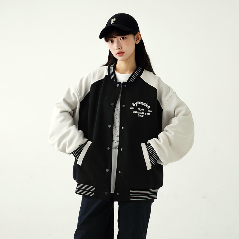 诺诺公主S1N初中生棒球服绣花拼色潮秋装洋气百搭休闲女大童外套