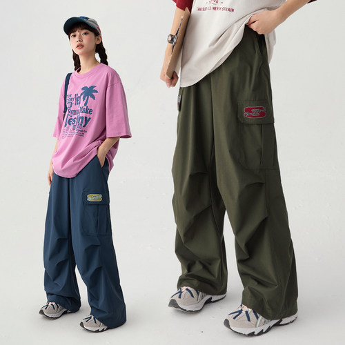 诺诺公主S1N初中生美式复古工装裤春季青少年阔腿运动休闲长裤女