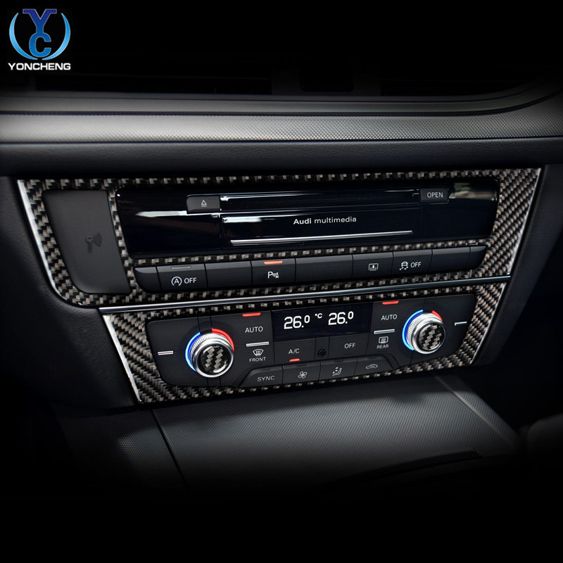 12-18款奥迪A6L中控CD空调面板装饰贴C7A7碳纤维改装内饰升级配件