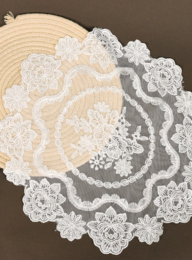 2025新款蕾丝白色洋气盖巾茶盘茶具防尘罩圆形长方形欧式餐巾布艺