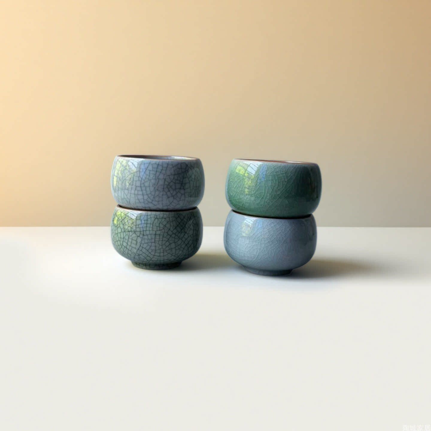 日式哥窑开片可养罗汉杯2个装