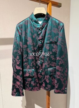 秋冬款绿色国风新中式桑蚕丝棉服 EGJISM116B-5299