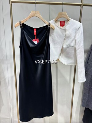 高级系列水波纹光缎醋酸荡领显瘦吊带连衣裙 EPJPT4210A-3999