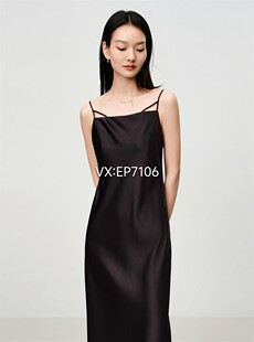 黑金三醋酸收腰小黑裙吊带连衣裙 2699 EGKET4233A