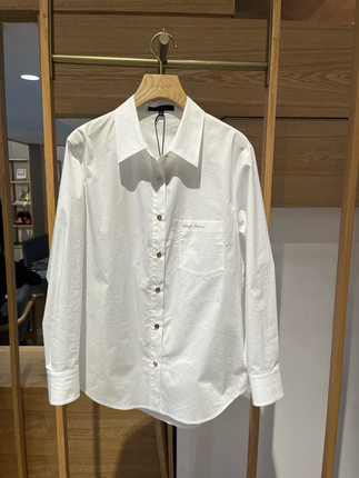 大雅家春夏款白色翻领直身针梭相拼衬衫 HFKPC2101A-1999