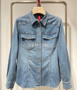 3699 EPKPDJ201A 高级系列蓝色盘带绣微收腰浅色牛仔衬衫 夹克外套