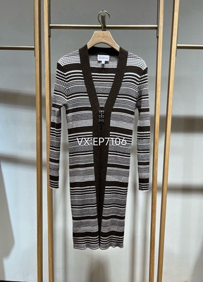 秋冬款咖色羊毛牦牛绒松弛感长款针织开衫外套 EGJIR9161A-3999