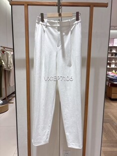 2399 EGJEA6415A 春夏款 白色宽松松紧腰阔腿直筒垂感长裤
