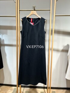 高级系列黑色优雅小V领收腰晚宴礼服背心连衣裙 5999 EPKPW4104A