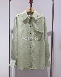 绿色百搭暗纹提花肌理天丝衬衫 1699 EGKEA2108B