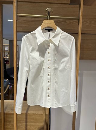 大雅家春夏款白色针梭相拼修身康妮衬衫 HFKPC2102A/B-1999